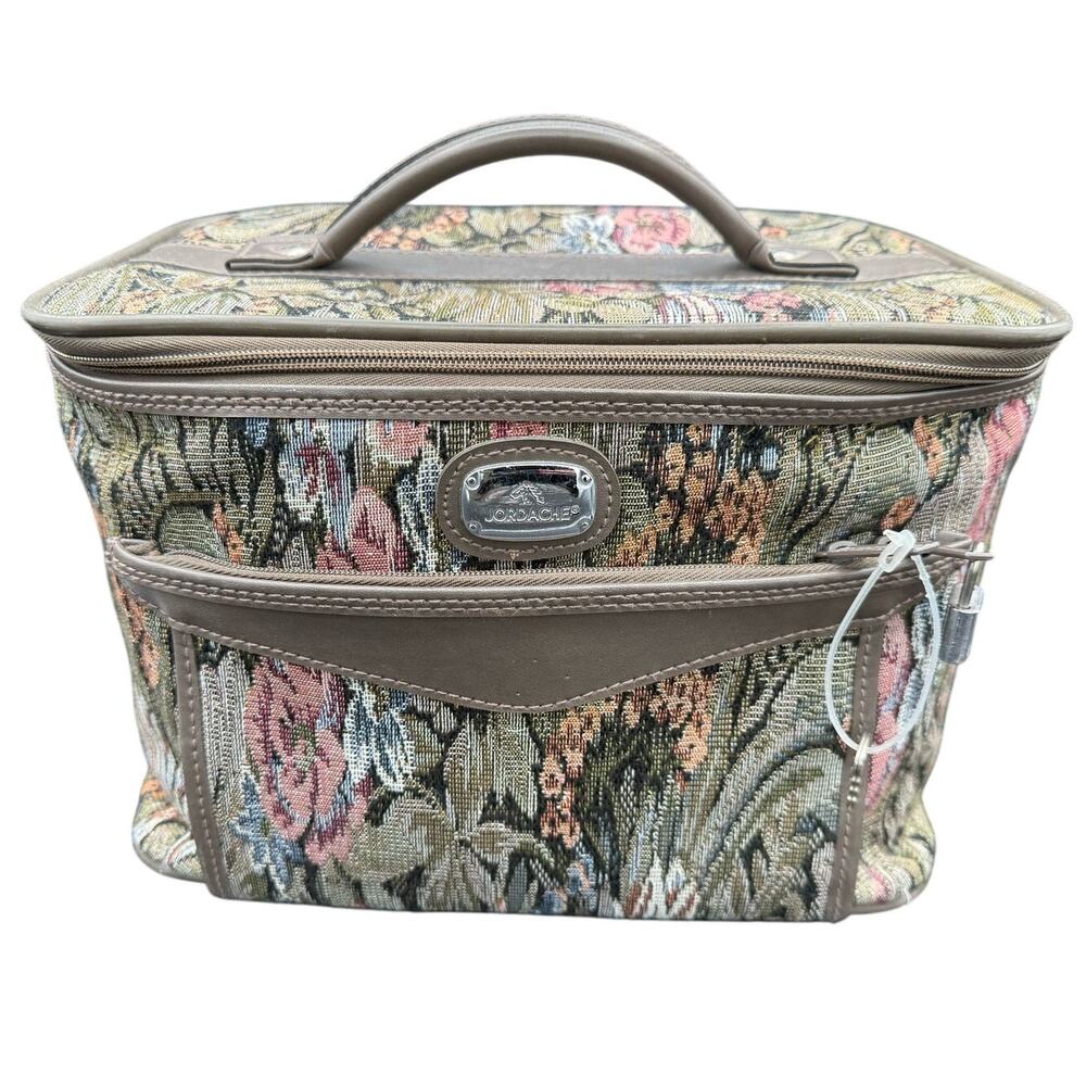 Vintage Jordache Travel Makeup Case Bag Cosmetic Toiletries Floral Vanity Tote